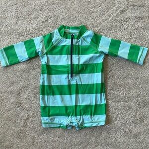 PRIMARY Baby One-Piece Rash Guard - Blue and Green Stripes